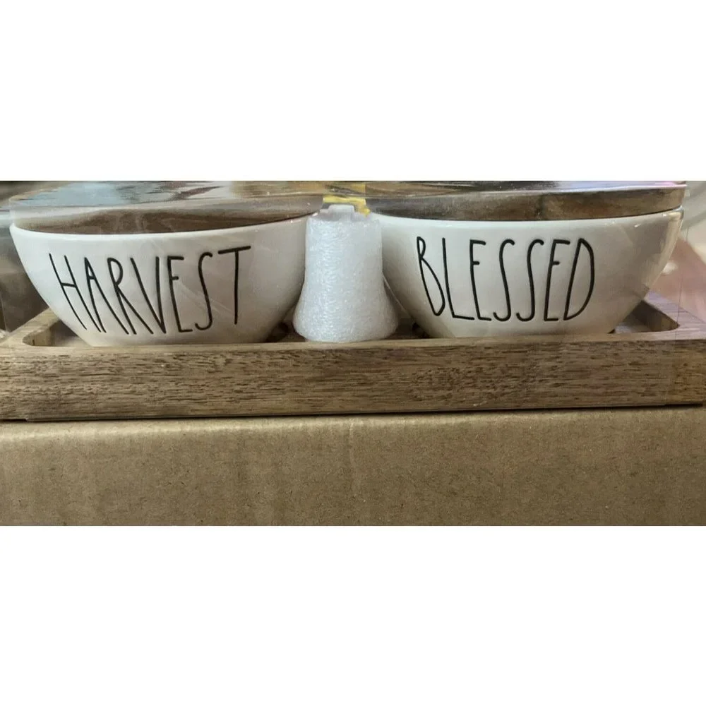 New Rae Dunn Set of‎ 2 Pinch Bowls Harvest Blessed Gift Set New Home Fall Gift
